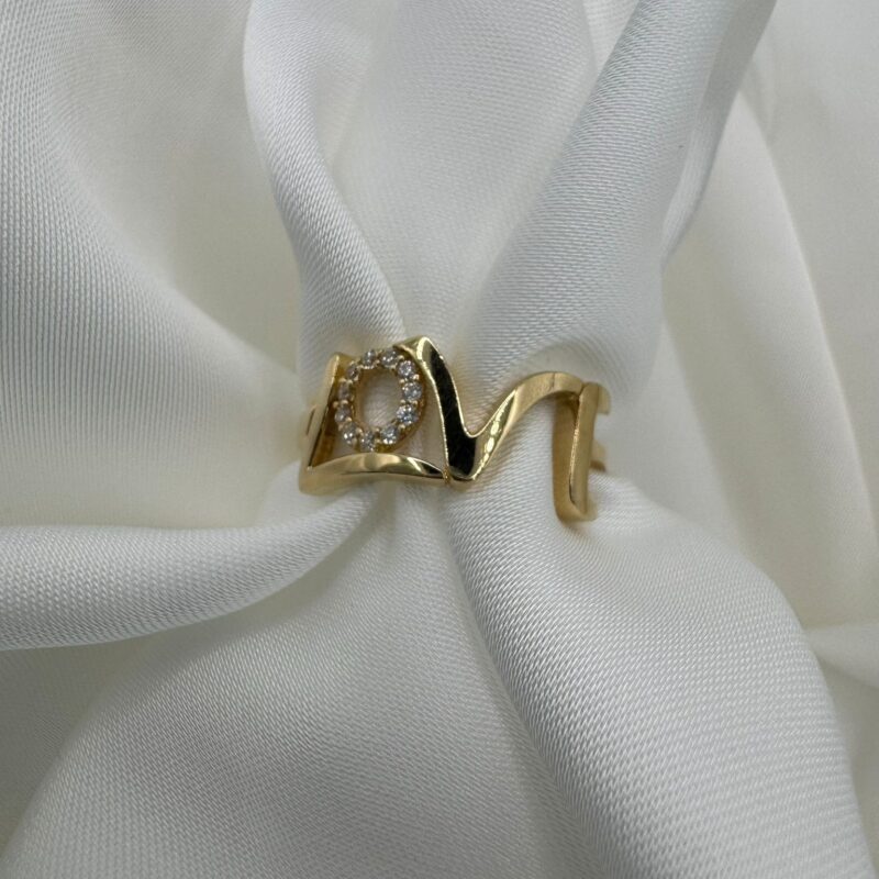 טבעת Love זהב 14 קראט עם יהלומים טבעיים