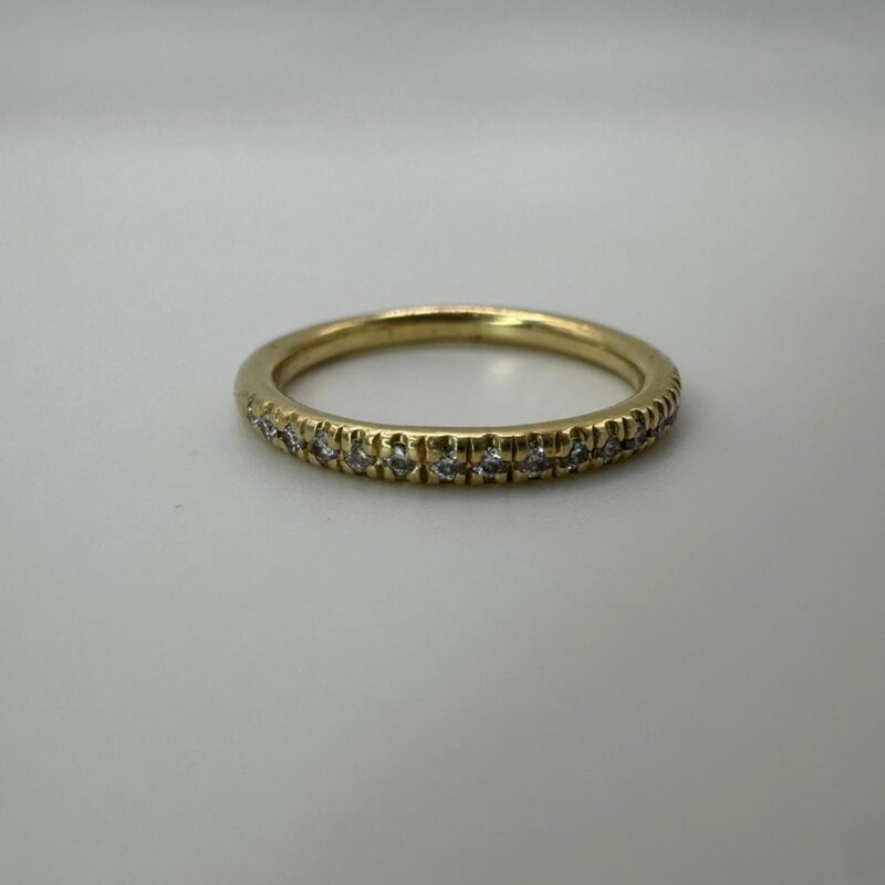 טבעת מזהב 14 קראט עם יהלומים טבעיים